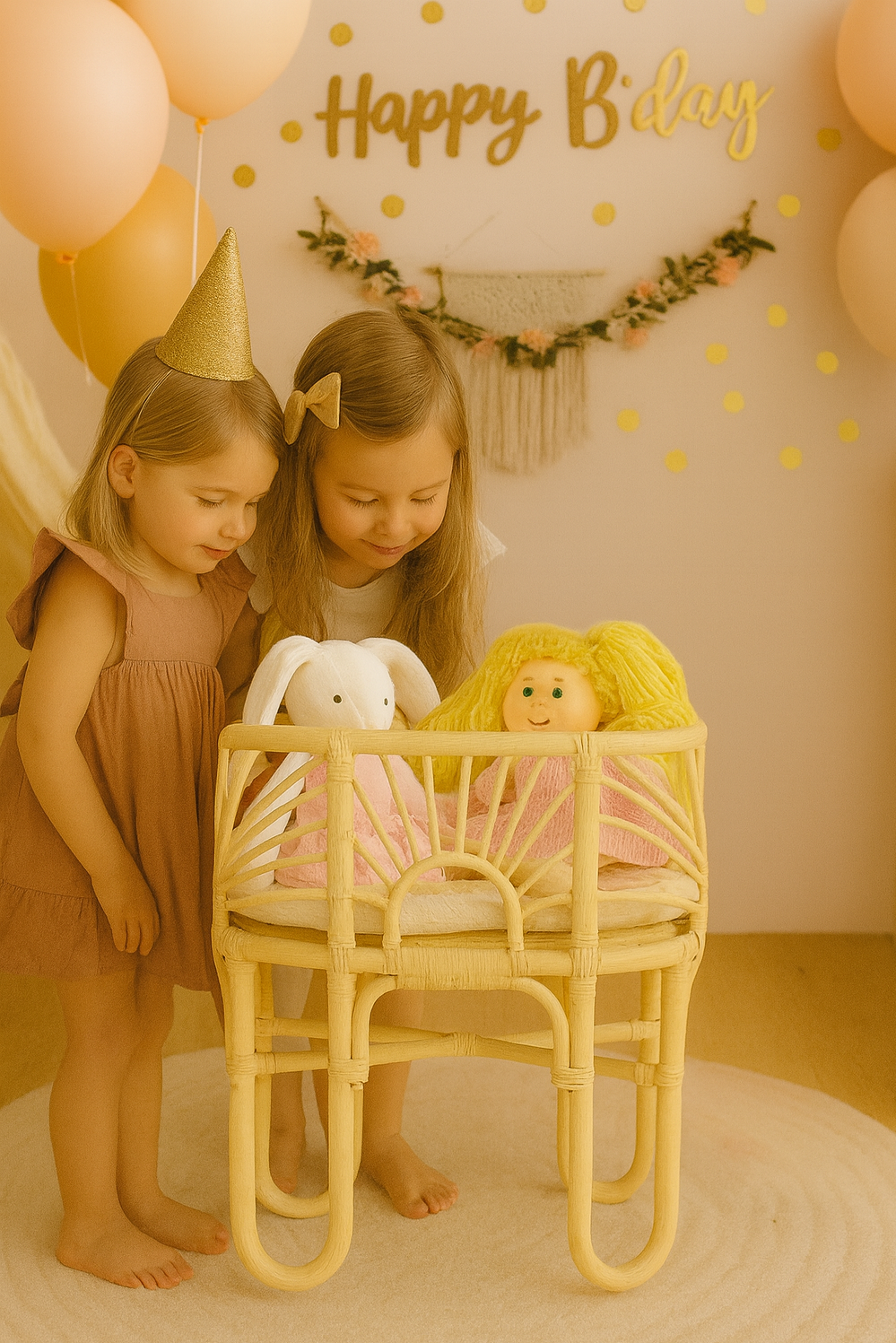 Pretend Play Doll Crib – Handmade Toy Bassinet For Girls Toys