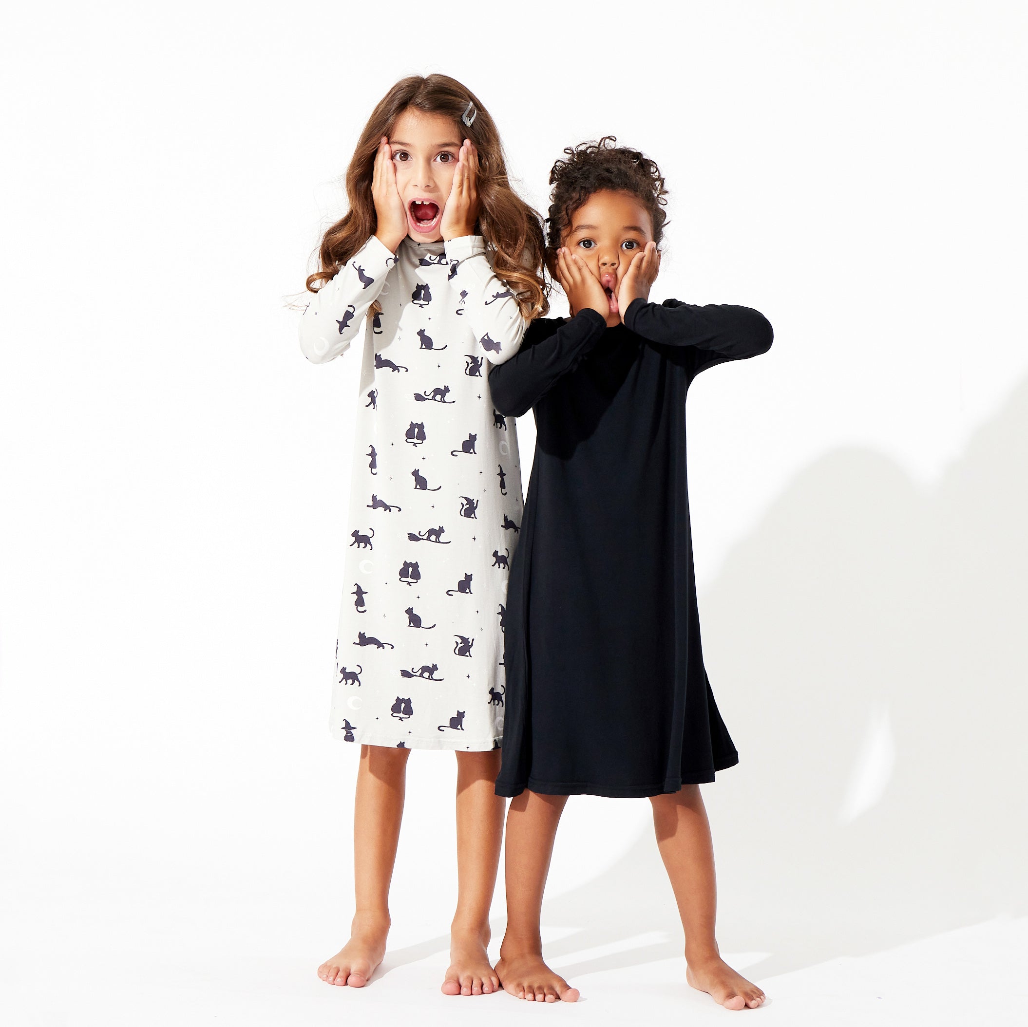 Obsidian Black Bamboo Girls' Long Sleeve Dress