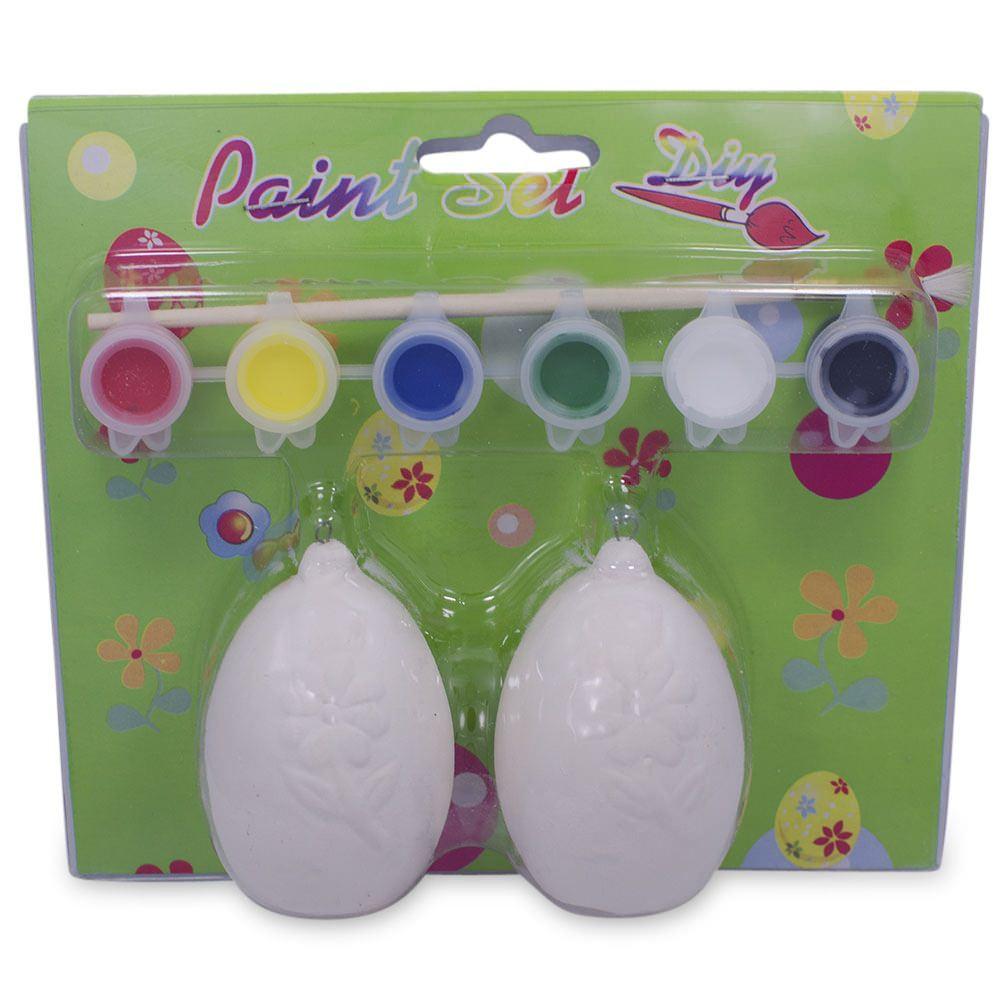 Diy Craft Kit: Set Of 2 Blank Unpainted 3-inch Flower Easter Egg Ornaments -  Create Your Own Decorations