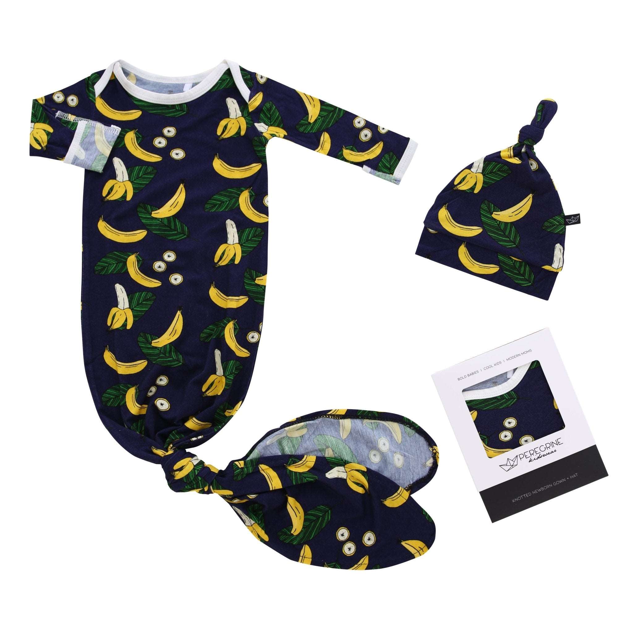 Go Bananas Bamboo Knotted Newborn Gown + Hat Set
