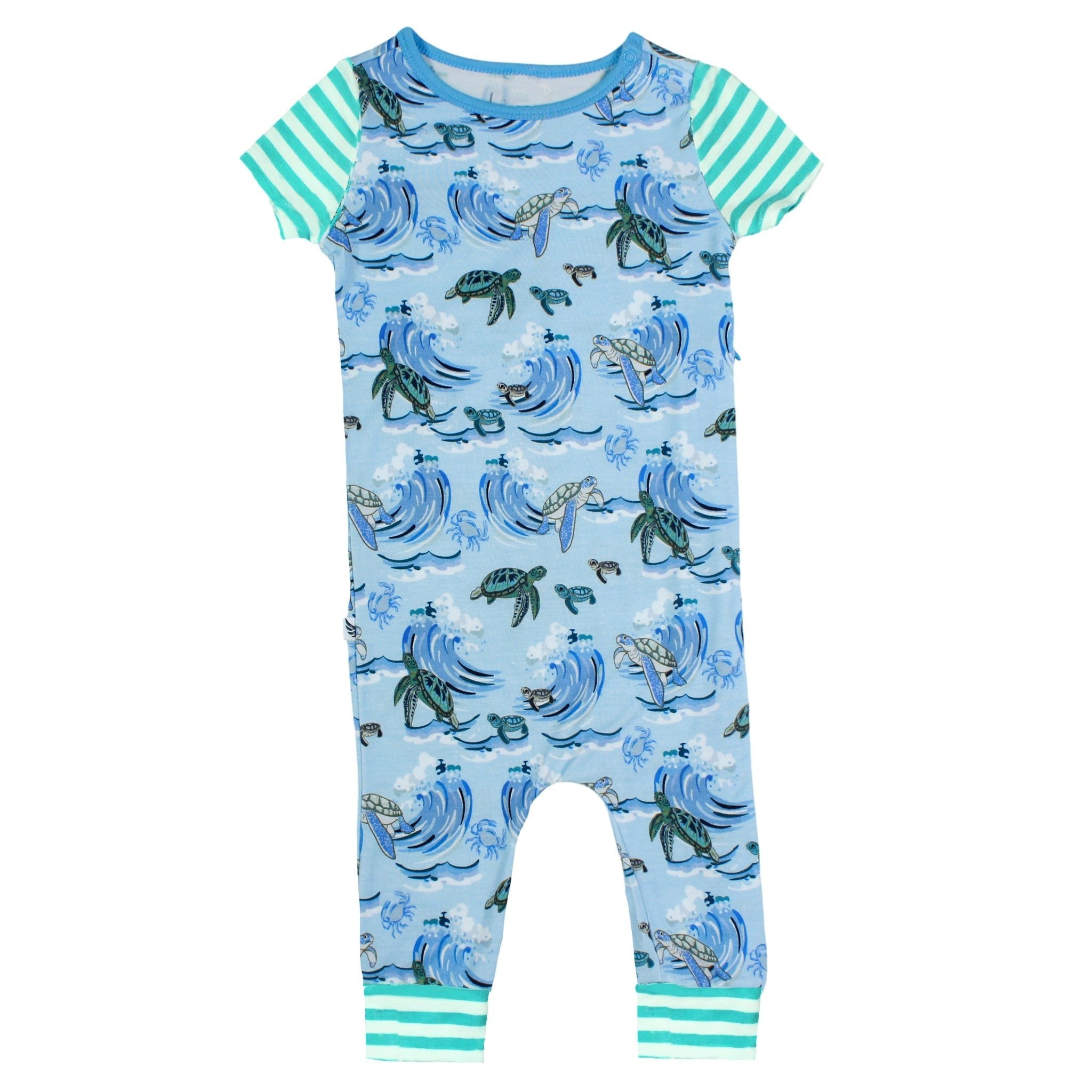 Go With The Flow Sea Turtles Romper With Side Zipper (0-24m)