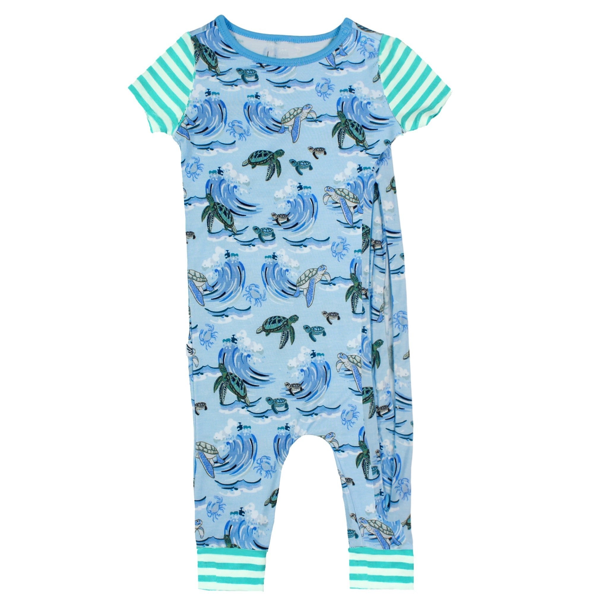 Go With The Flow Sea Turtles Romper With Side Zipper (0-24m)