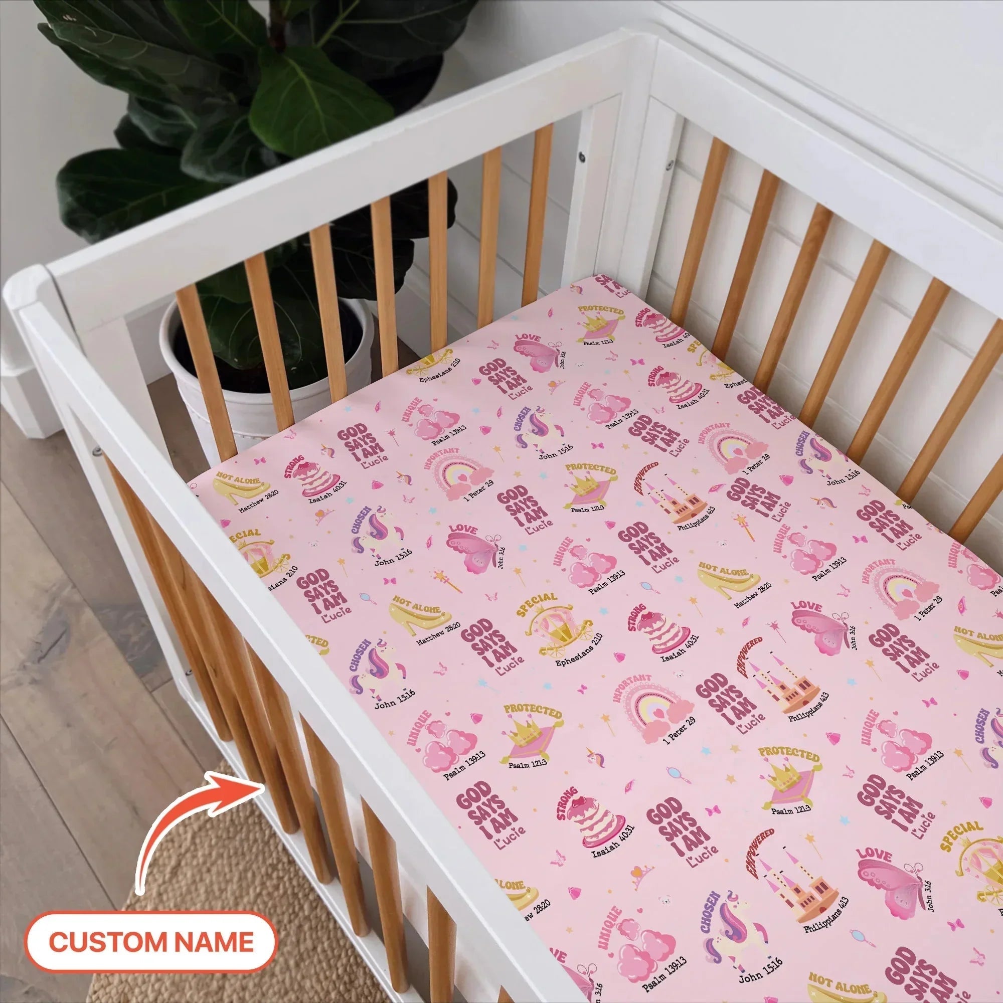 God Says I Am Girl Bamboo Fitted Crib Sheet
