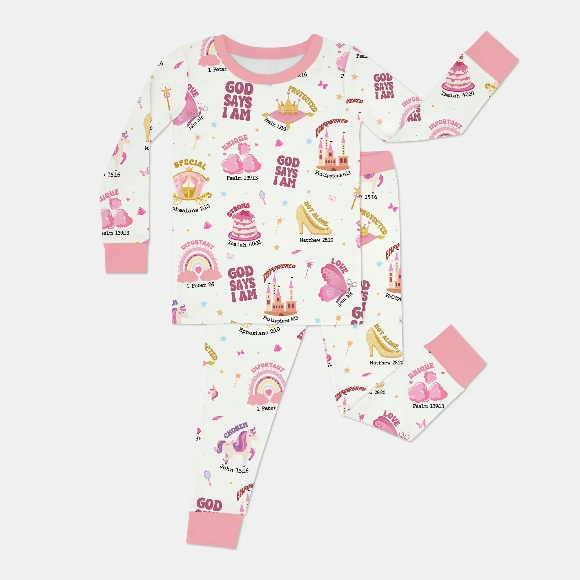 God Says I Am Girl Bamboo Two Piece Long Sleeve Pajama Set