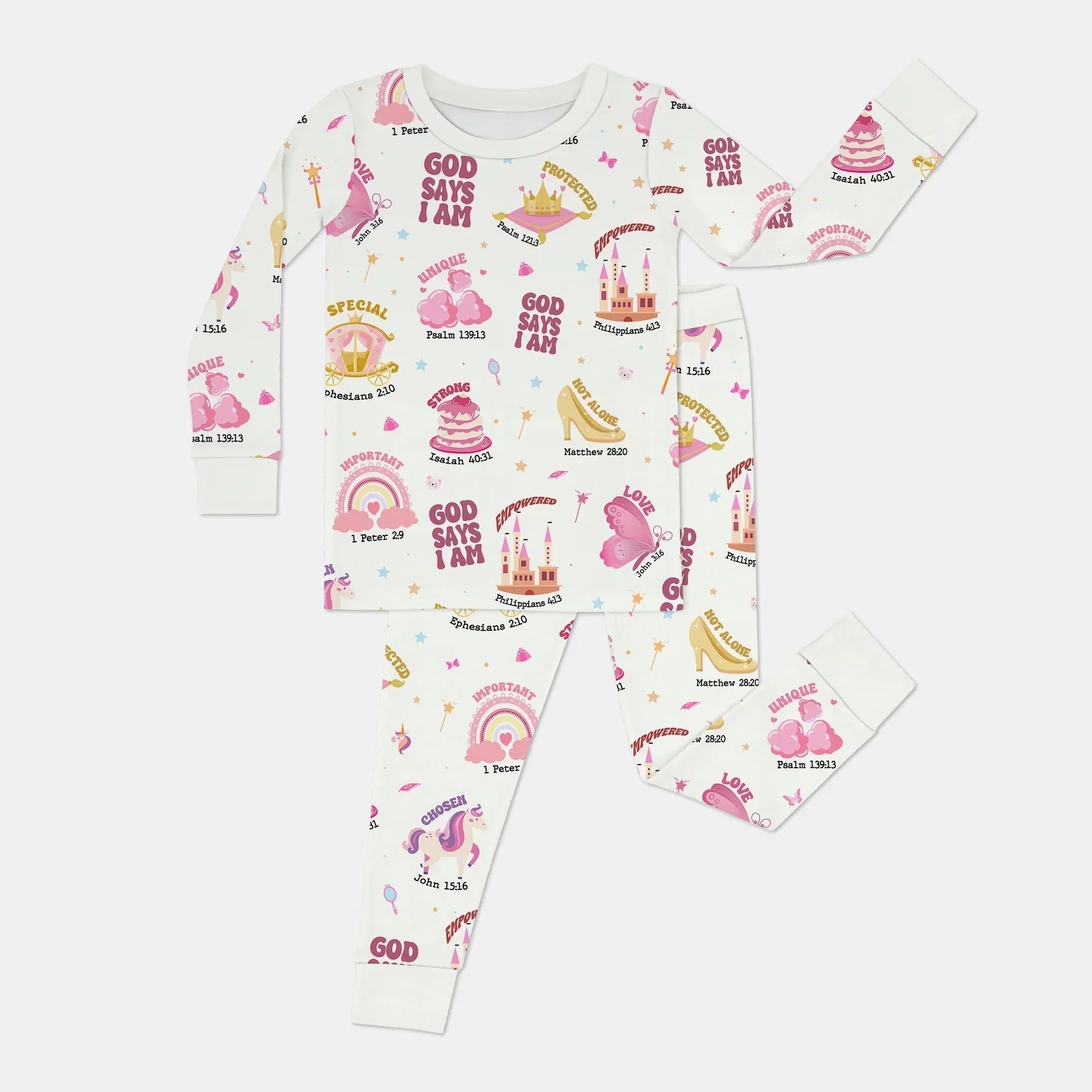 God Says I Am Girl Bamboo Two Piece Long Sleeve Pajama Set