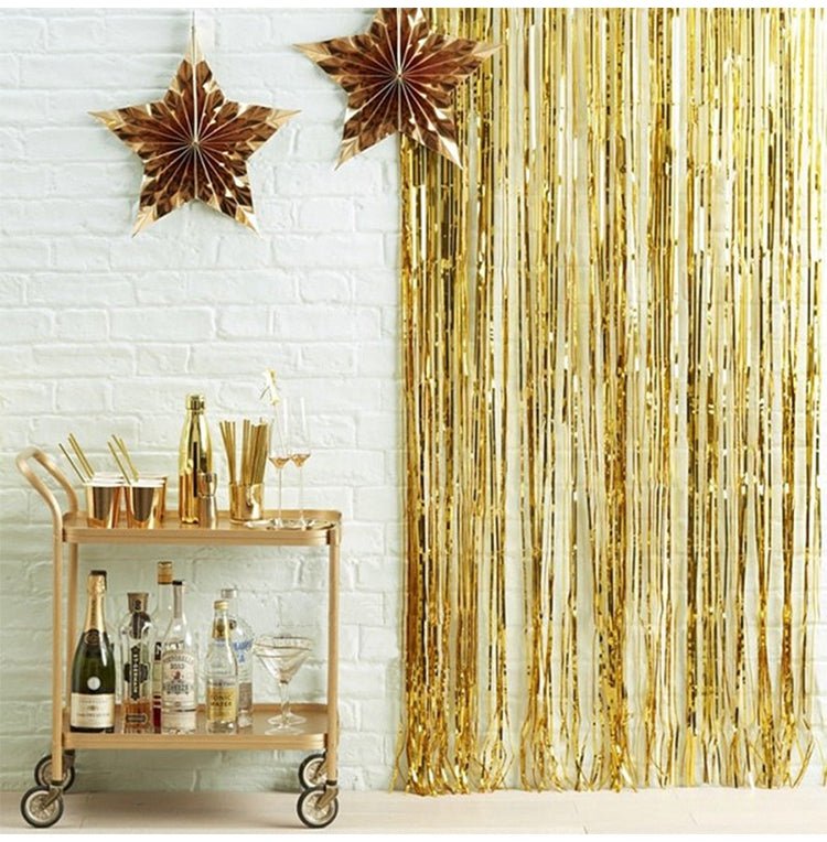 Gold Metallic Fringe Curtain