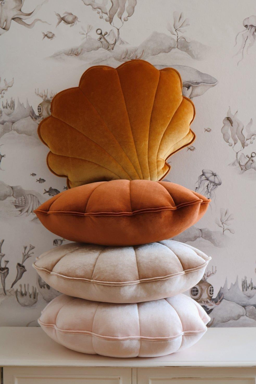 Velvet Gold Pearl Shell Pillow