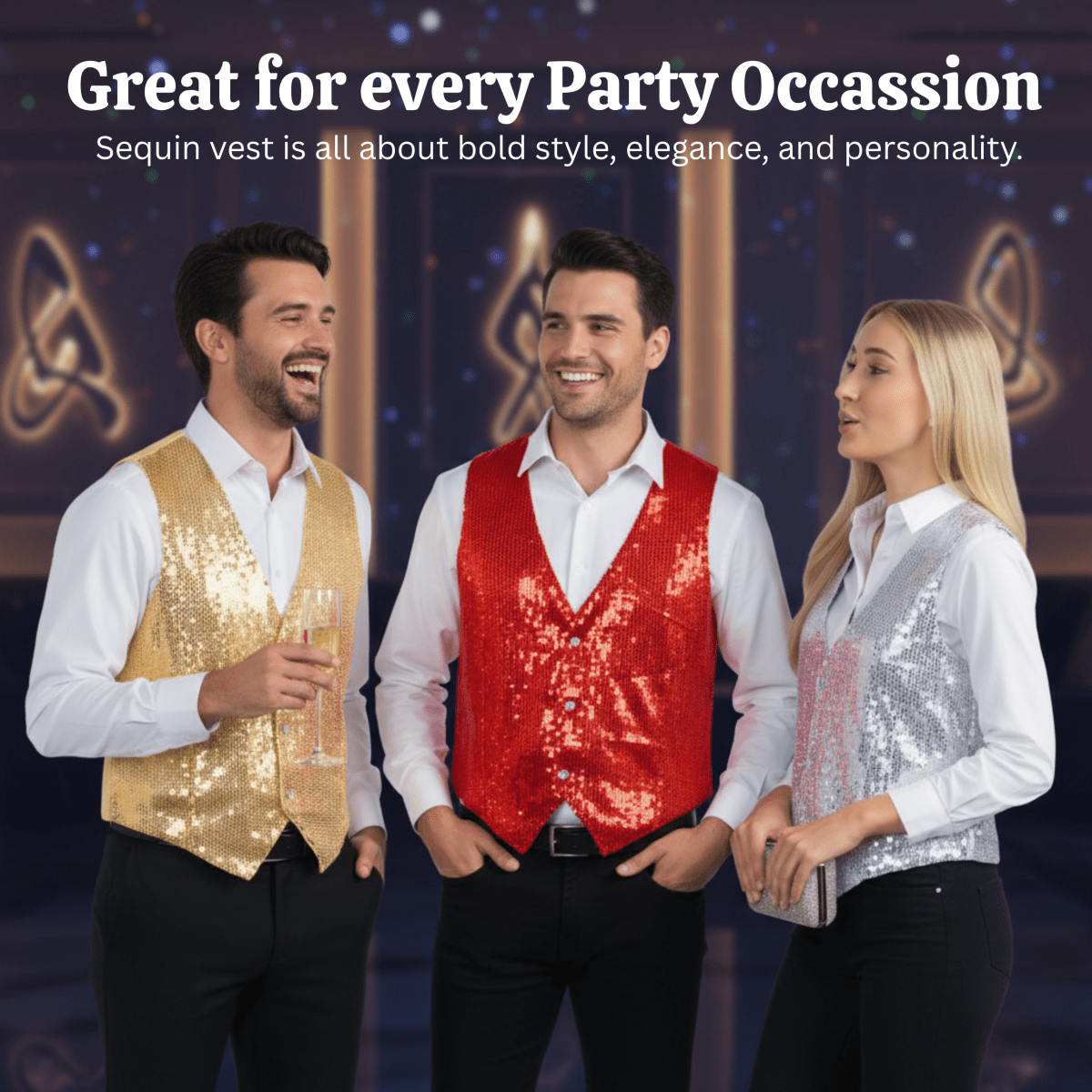 Gold Sequin Vest - Adults