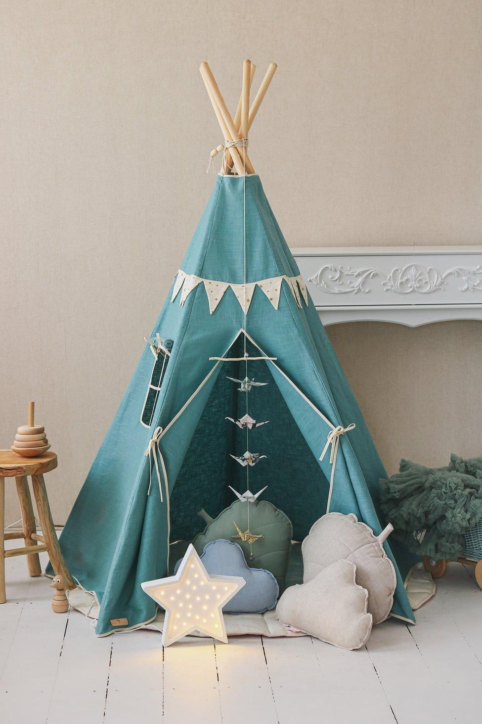 Gold Star Teepee Tent With Garland