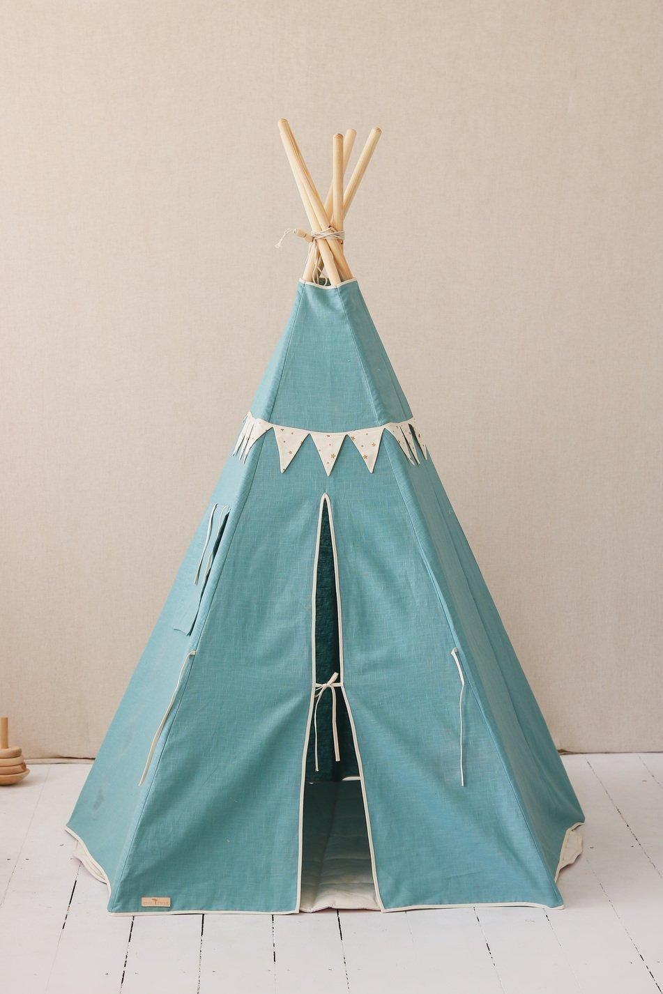 Gold Stars Teepee Tent With Garland And Mat Set