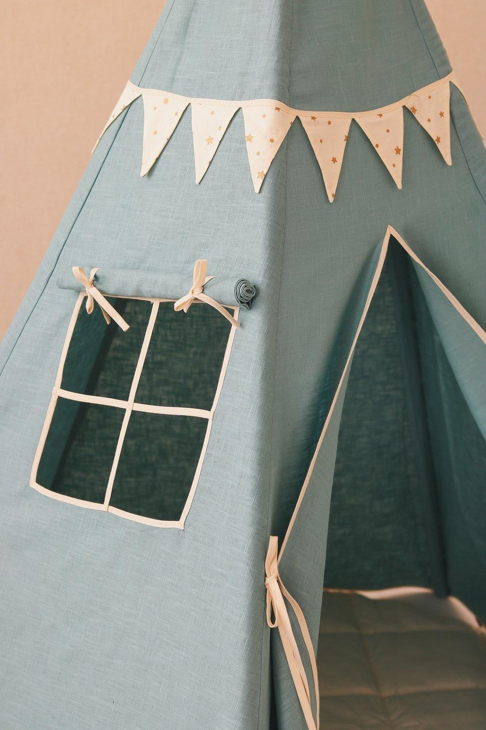 Gold Stars Teepee Tent With Garland And Mat Set