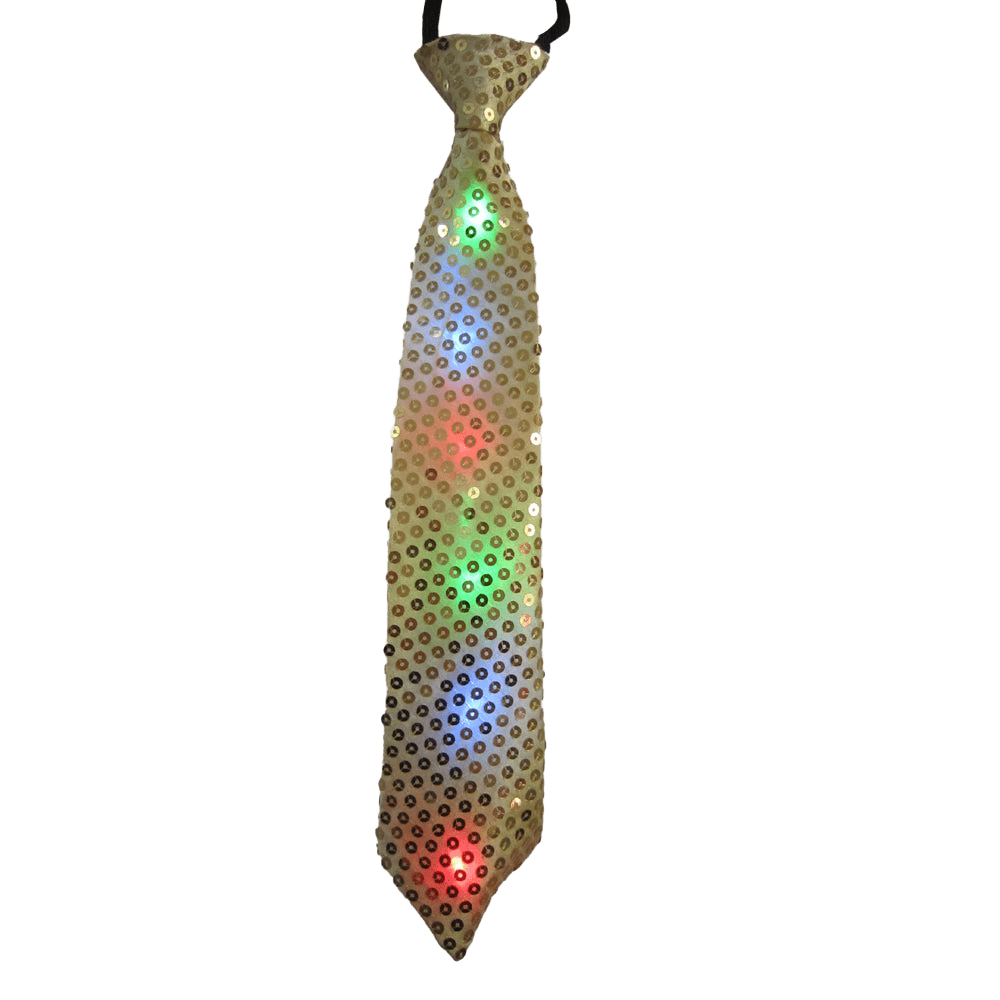 Gold Tie With Led Flashing Lights