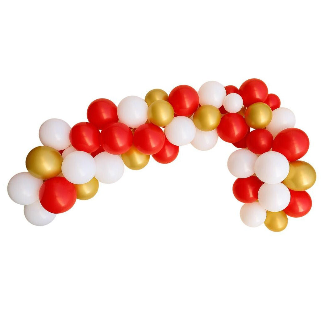 Baseball Balloon Garland Kit - Red, Gold & White (50+ Pack)