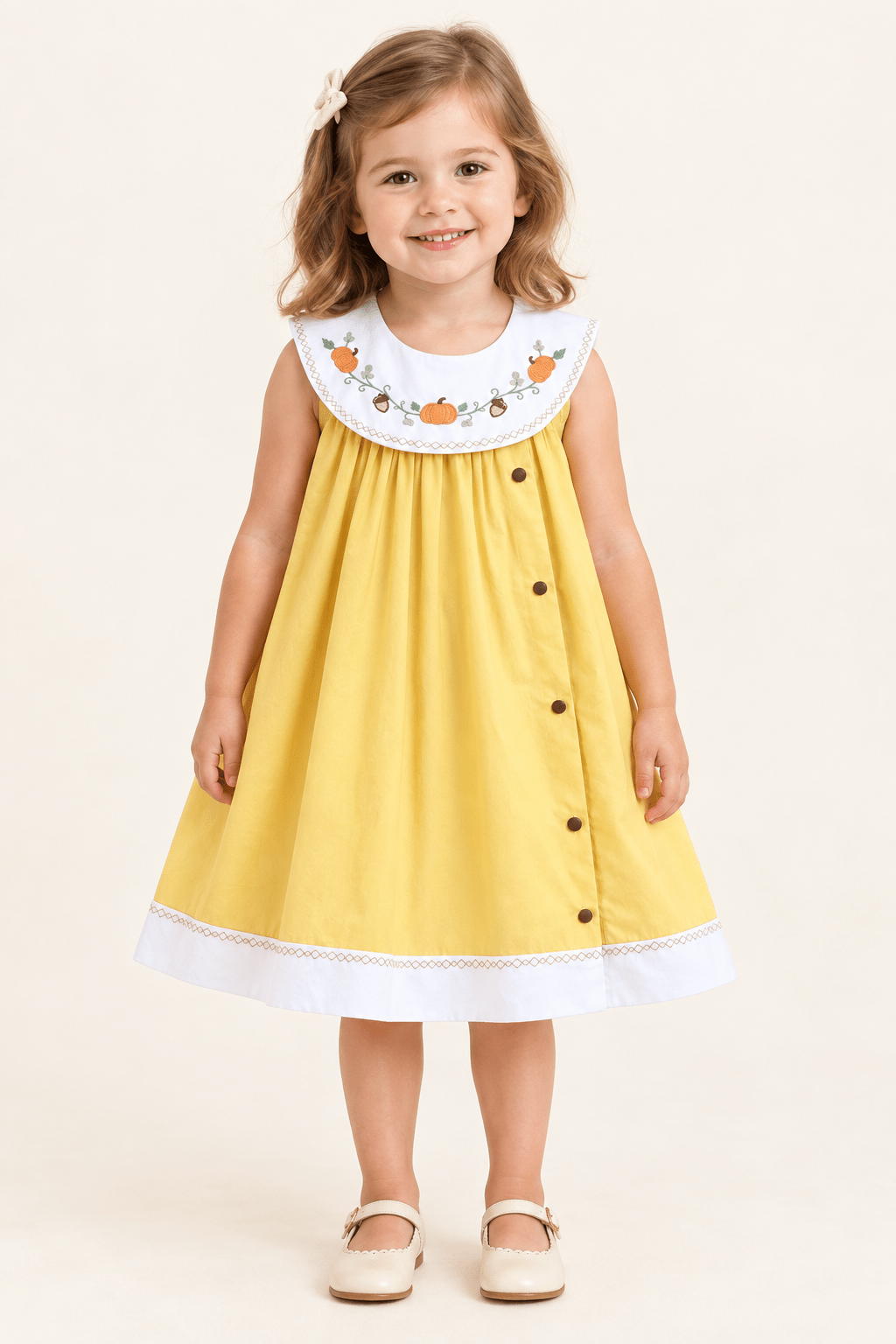 Golden Wheat Pumpkin Collared Dress