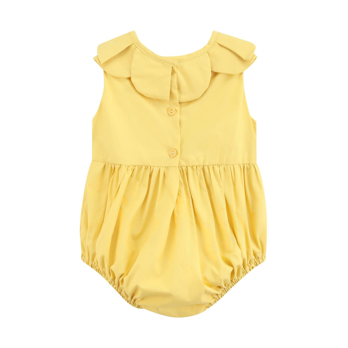 Golden Wheat Pumpkin Smocked Petal Collar Bubble Romper