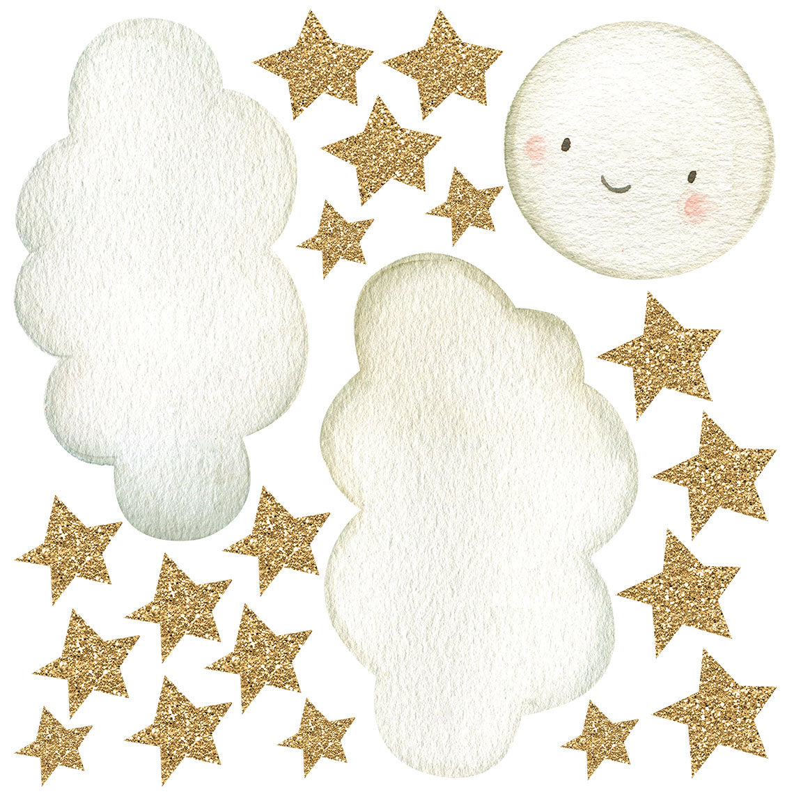 Watercolor Decals Sun & Clouds - Fabric Nursery Wall Art