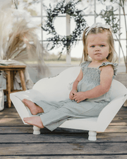 Goldie Smocked Jumpsuit - Sage Pinstripe