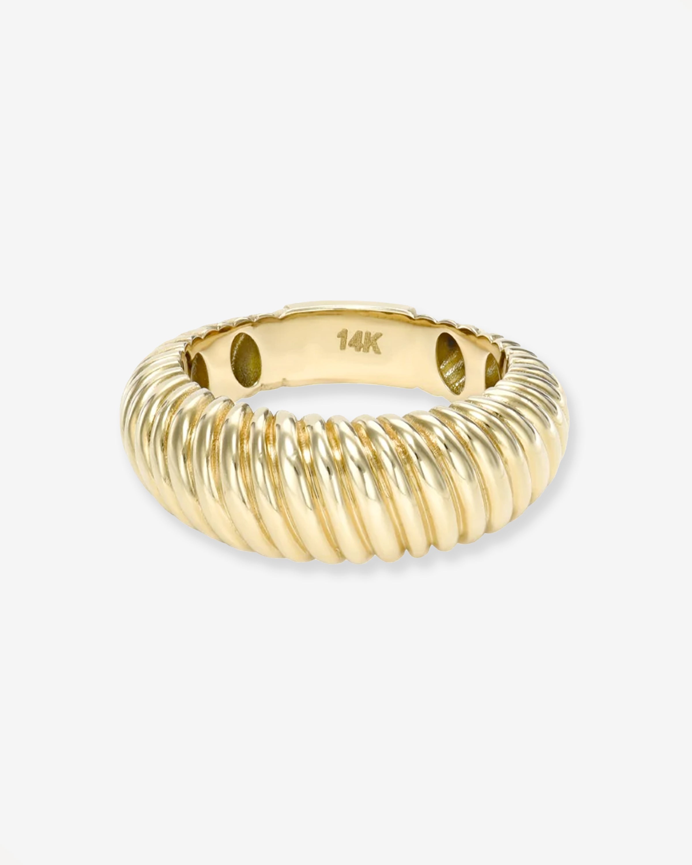 14k Gold Ribbed Dome Ring