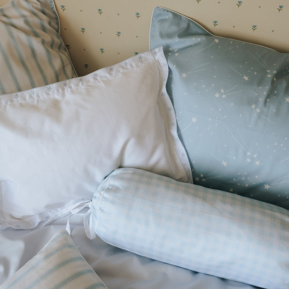 Embroidered Stars Toddler Pillow - Blue