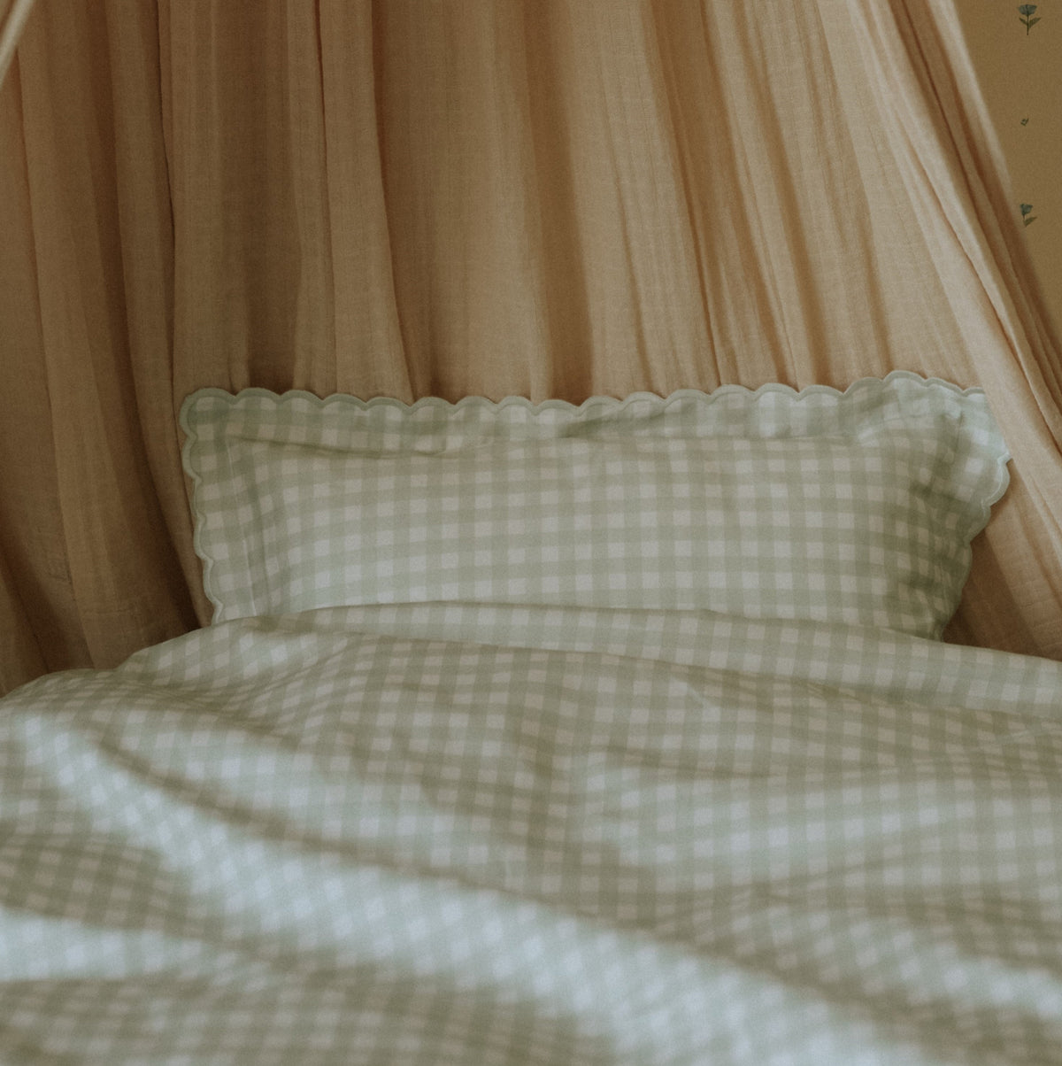 Picnic Gingham Toddler Duvet - Green