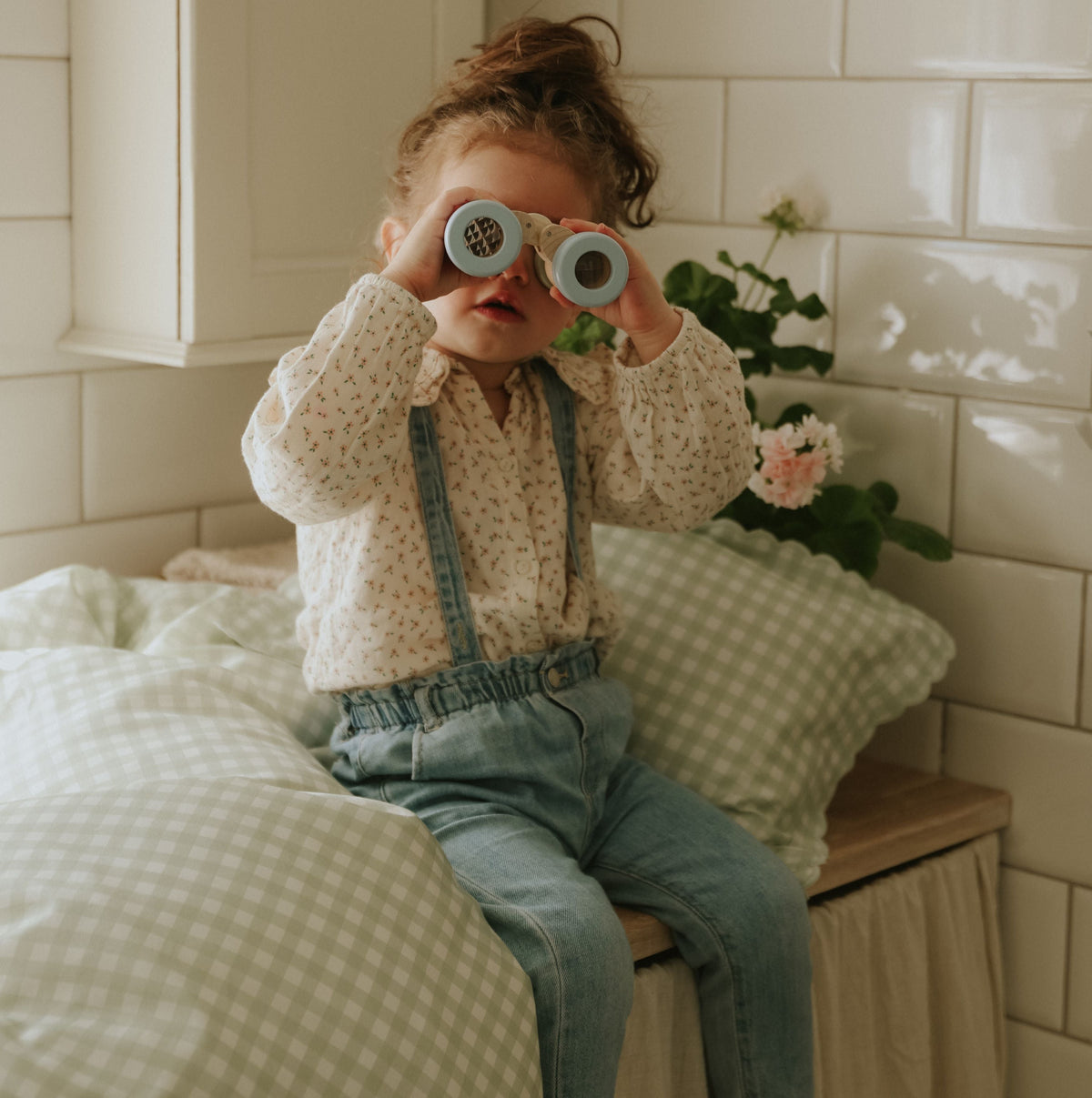 Picnic Gingham Toddler Duvet - Green