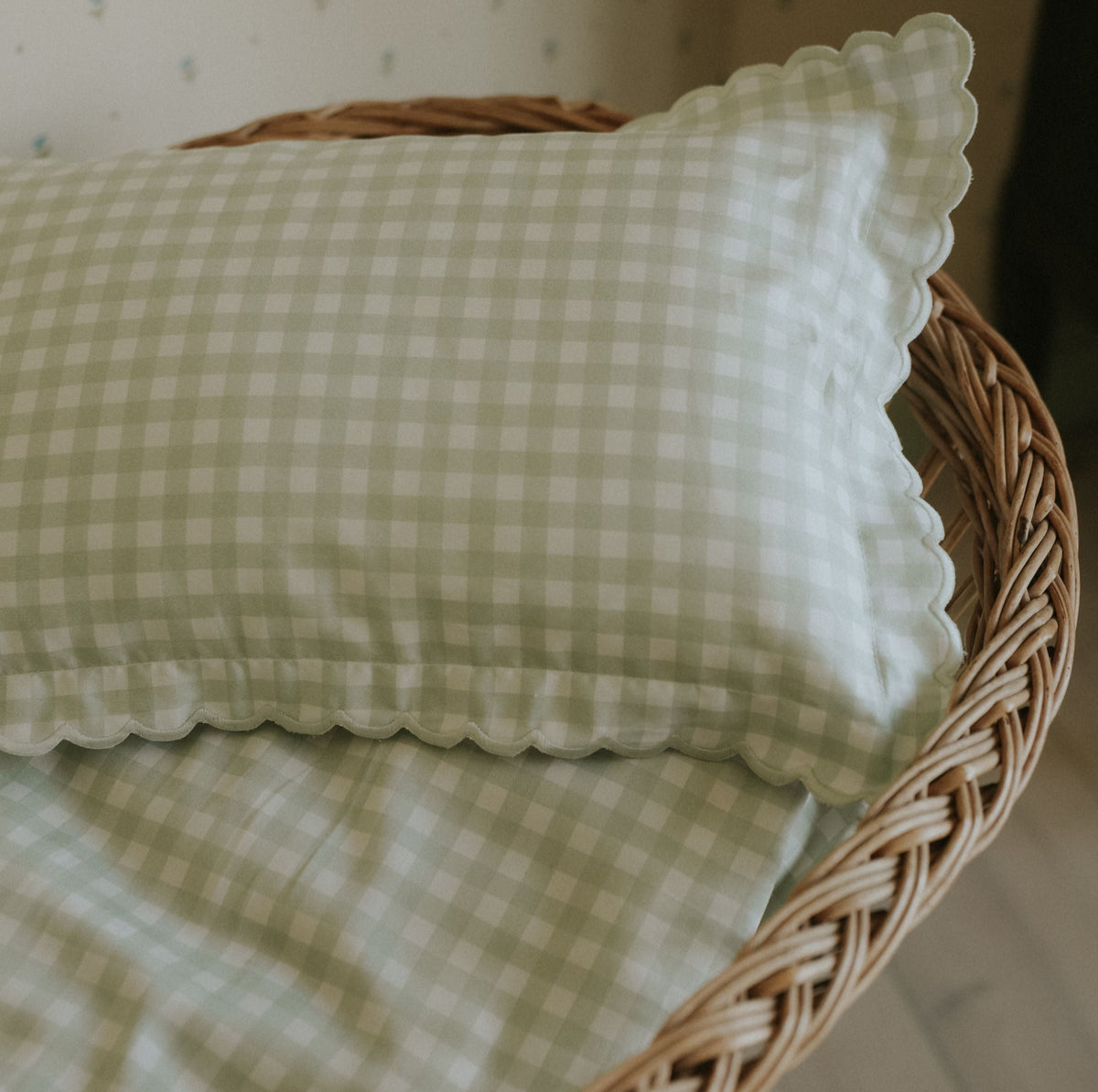 Picnic Gingham Toddler Pillow - Green