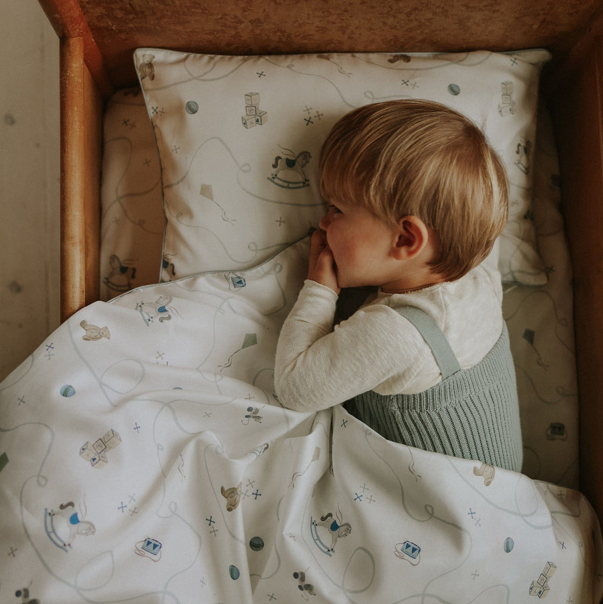 Little Toy Chest Toddler Pillow - Blue