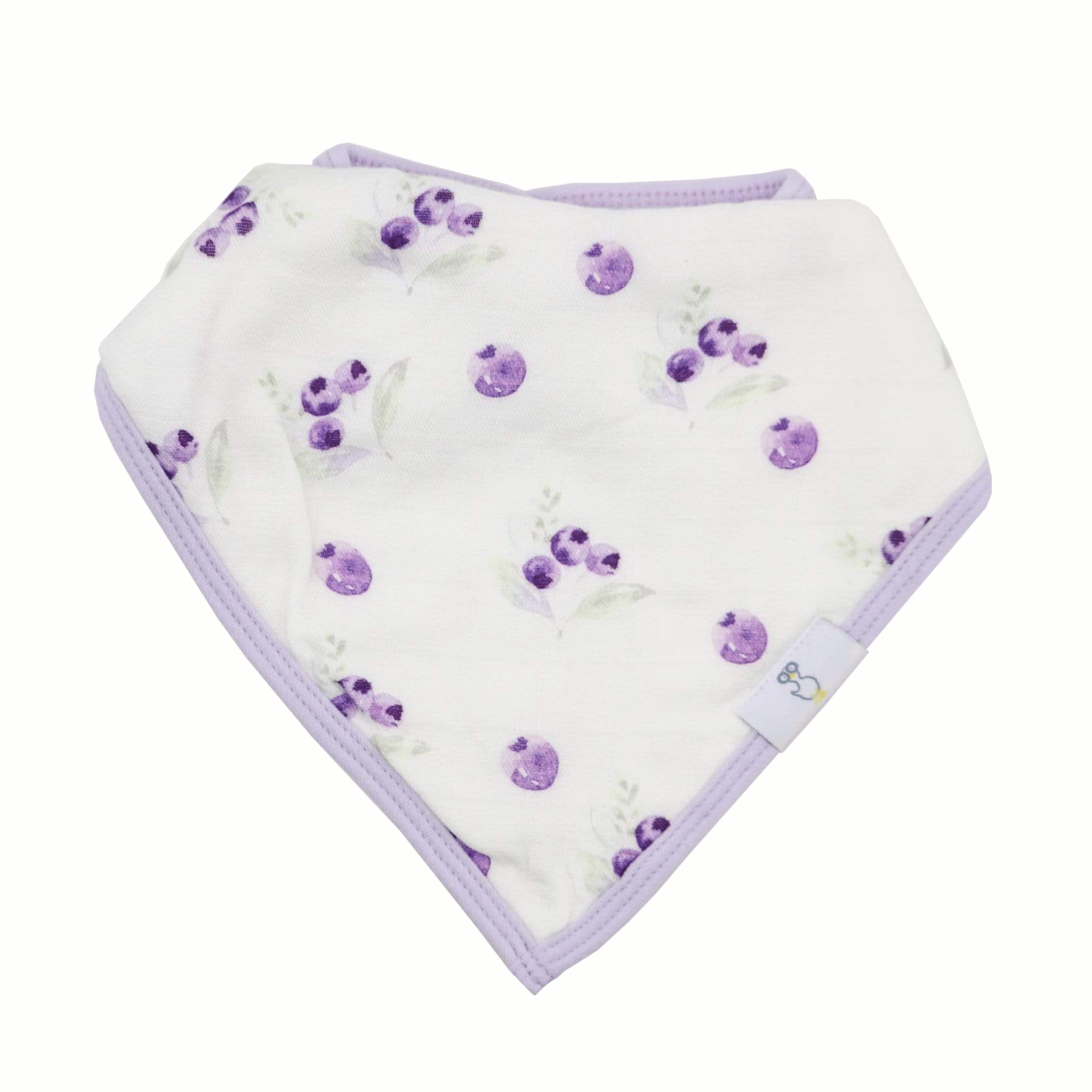 Blueberries And Flowers Lavender2 Pack Muslin & Terry Cloth Bib Set