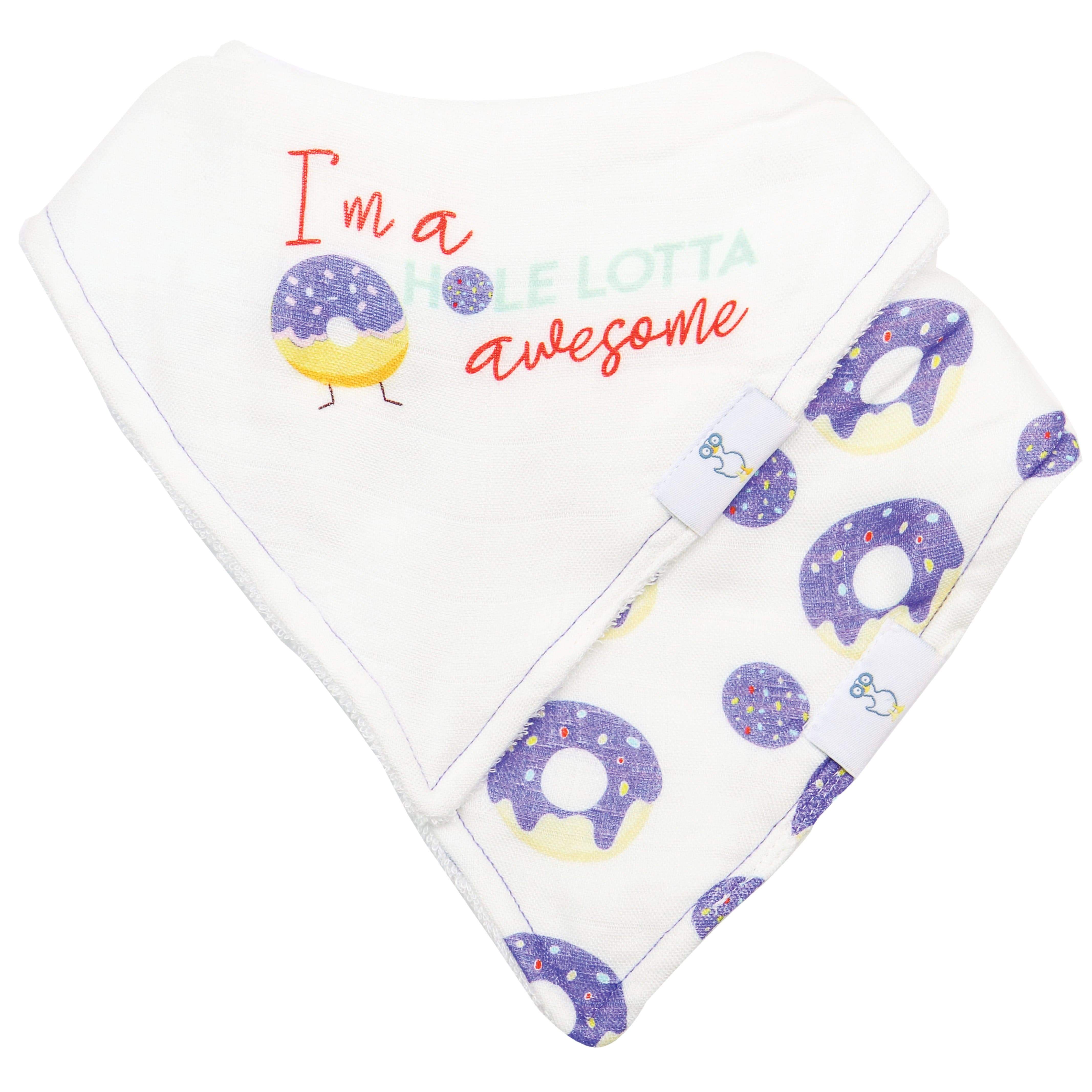 I'm Awesome And Donut 2 Pack Muslin & Terry Cloth Bib Set
