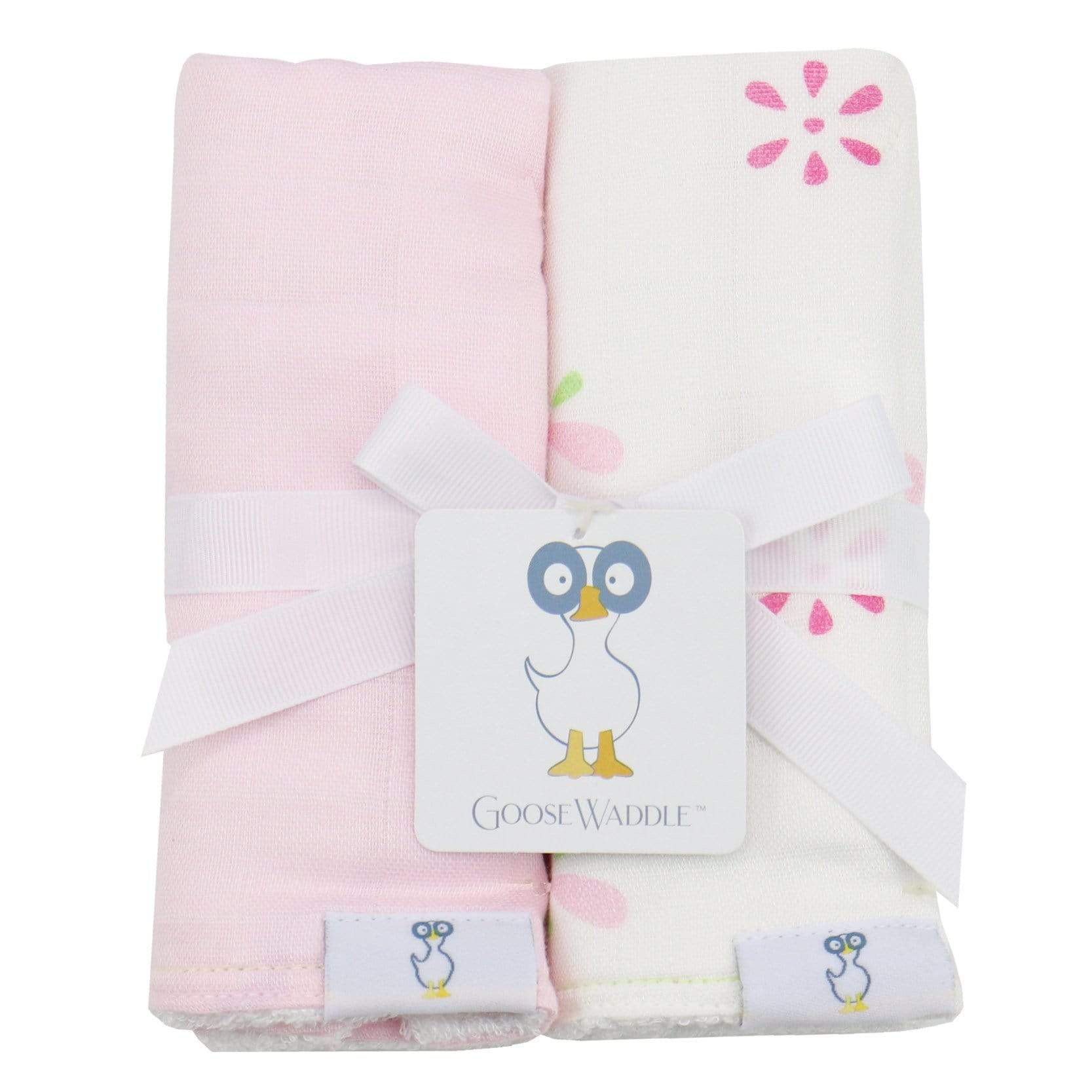 Flowers And Pink 2 Pk Muslin & Terry Cloth Burp Cloth