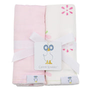 Flowers And Pink 2 Pk Muslin & Terry Cloth Burp Cloth