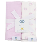 Flowers And Purple 2 Pk Muslin & Terry Cloth Burp Cloth