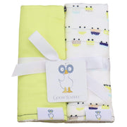 Trains And Lime 2 Pk Muslin & Terry Cloth Burp Cloth