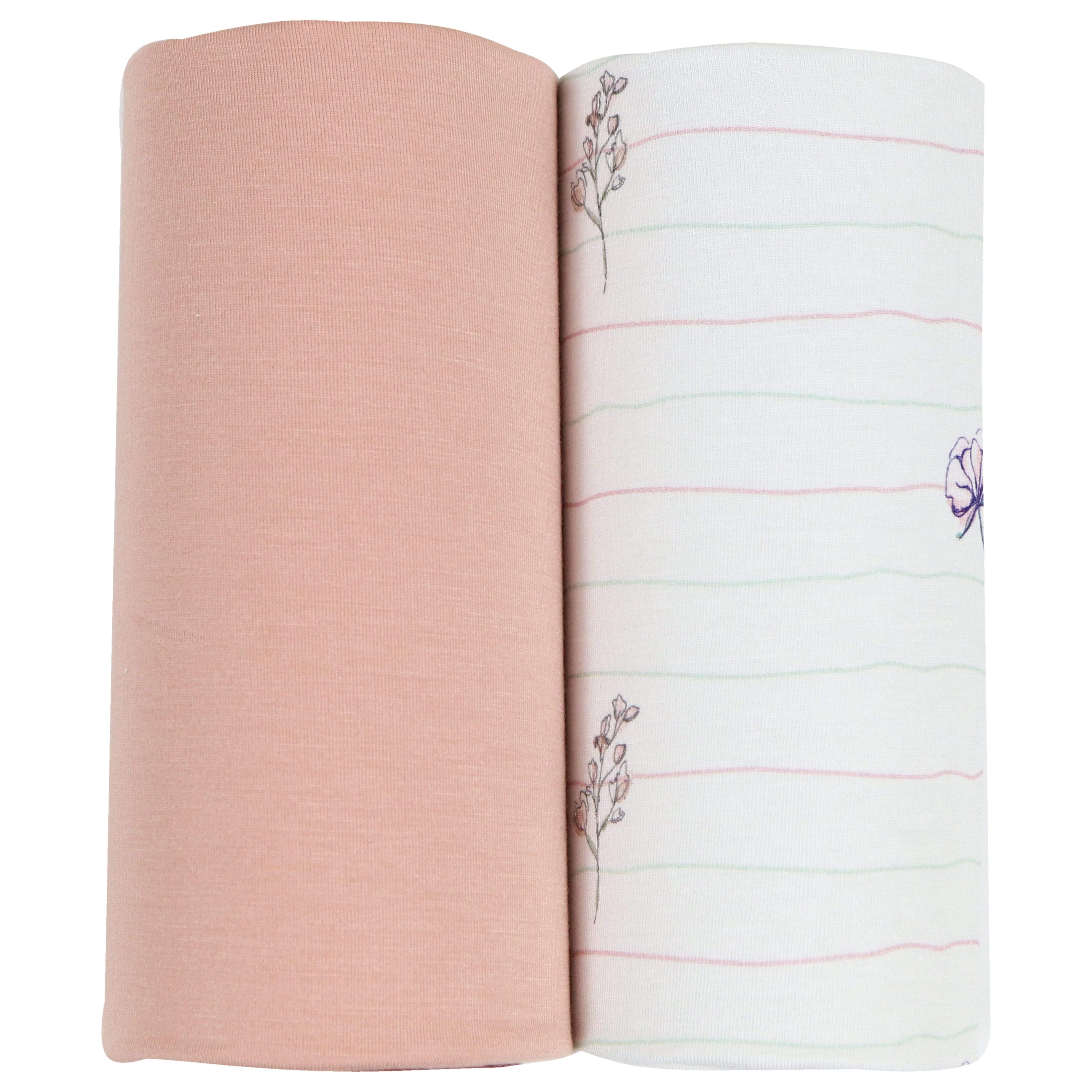 Flower And Pink 2 Pk Swaddle Blanket