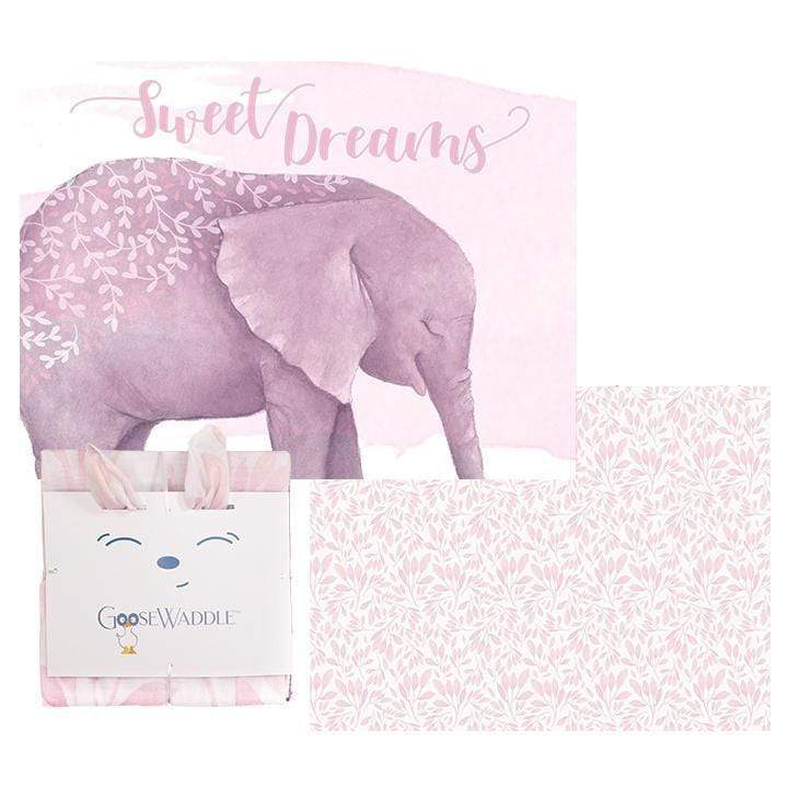 Poppy Elephant/ Leaves Pink 2 Pack Newborn Receiving Blanket