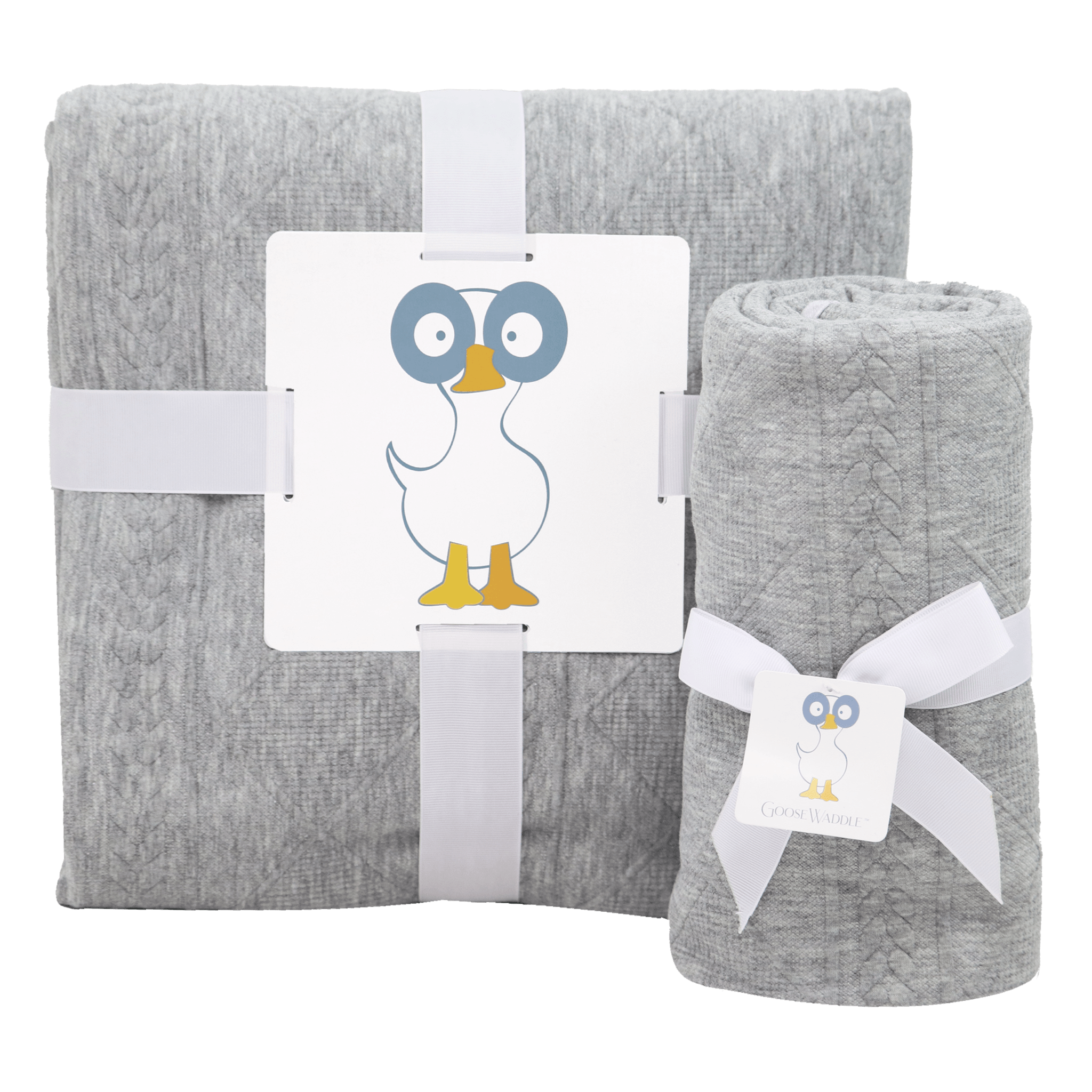 Mommy & Me Knit Blanket Set - Gray
