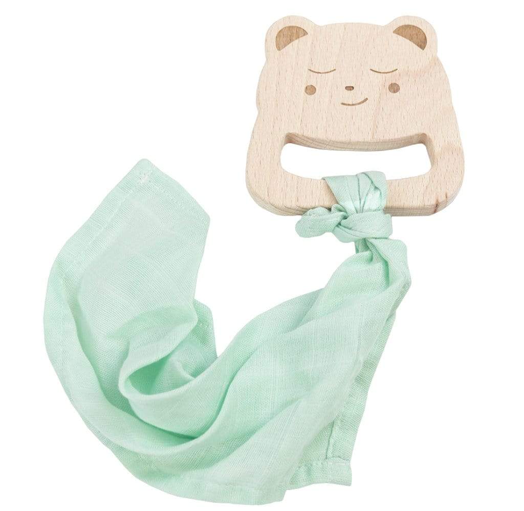 Bear And Mint Wooden Teether & Blankie