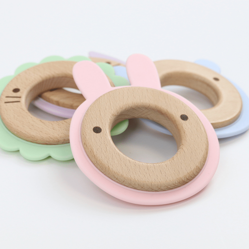 Blue Bear Animal Teether Wooden + Silicone