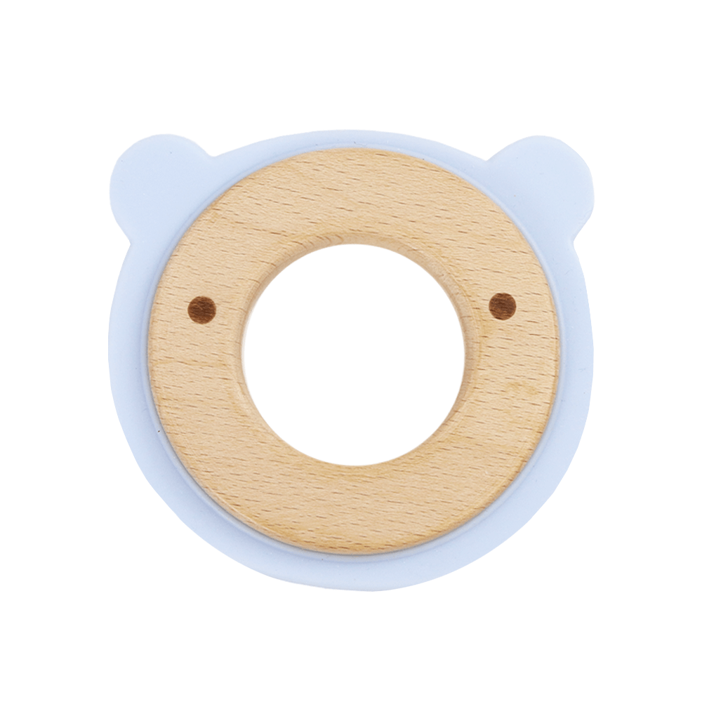 Blue Bear Animal Teether Wooden + Silicone