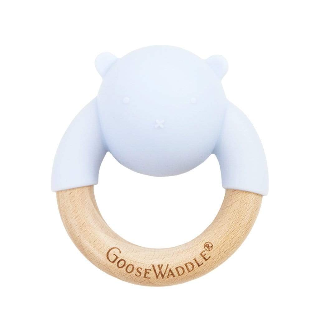 Rattle Teether Wooden + Silicone (4 Colors)
