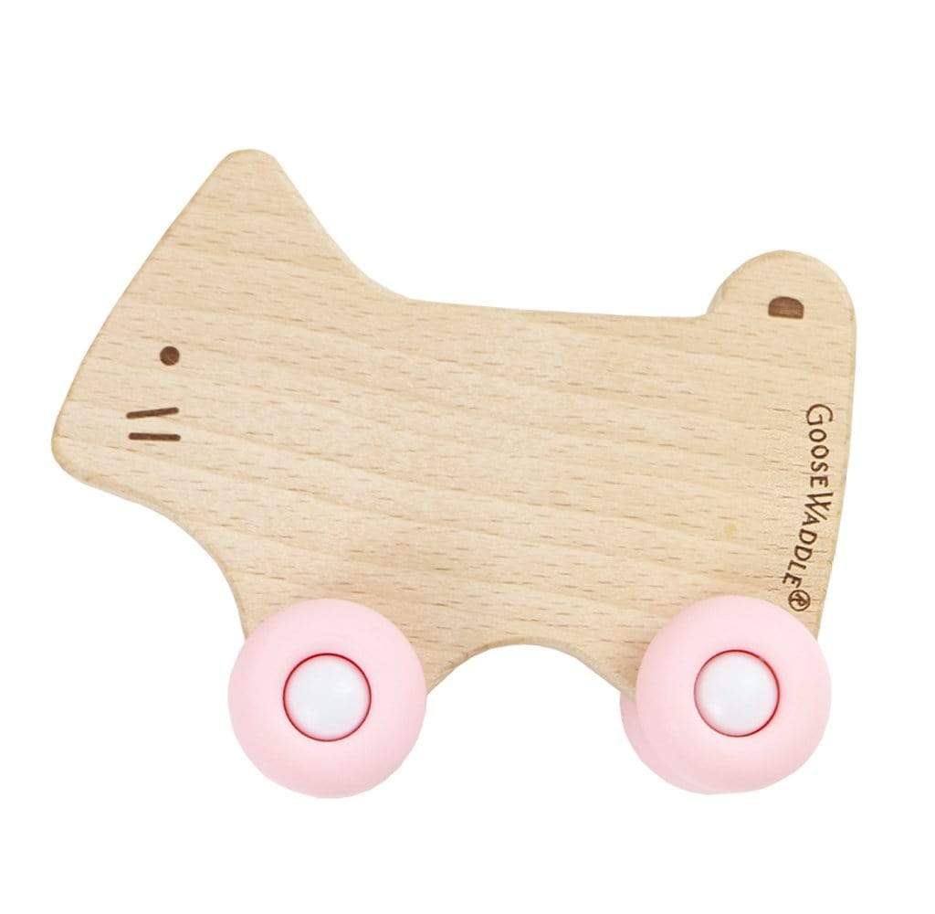 Mint Bear Silicone + Wood Teether With Wheels