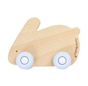Blue Bunny Silicone + Wood Teether With Wheels