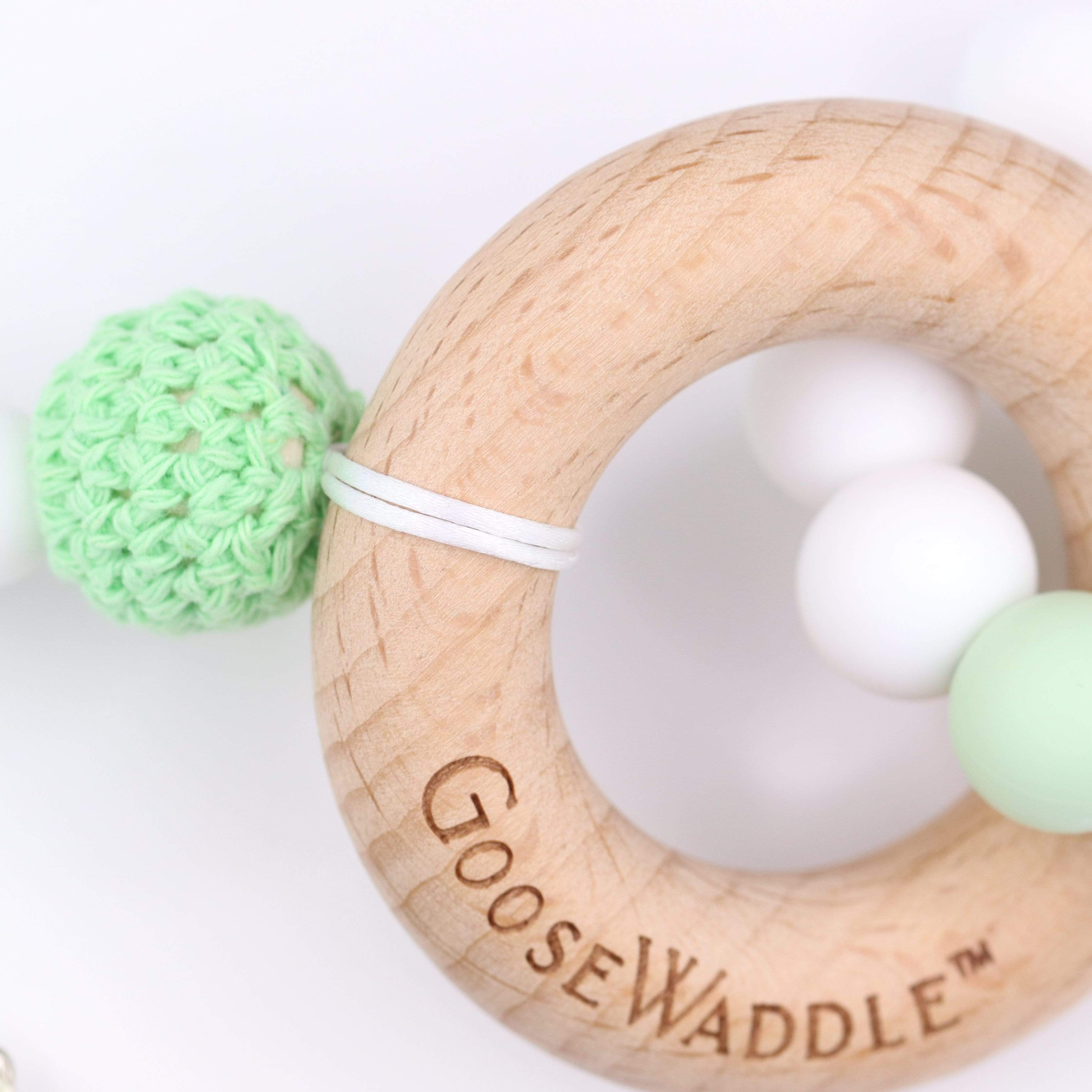Wooden And Silicone Teether - Mint