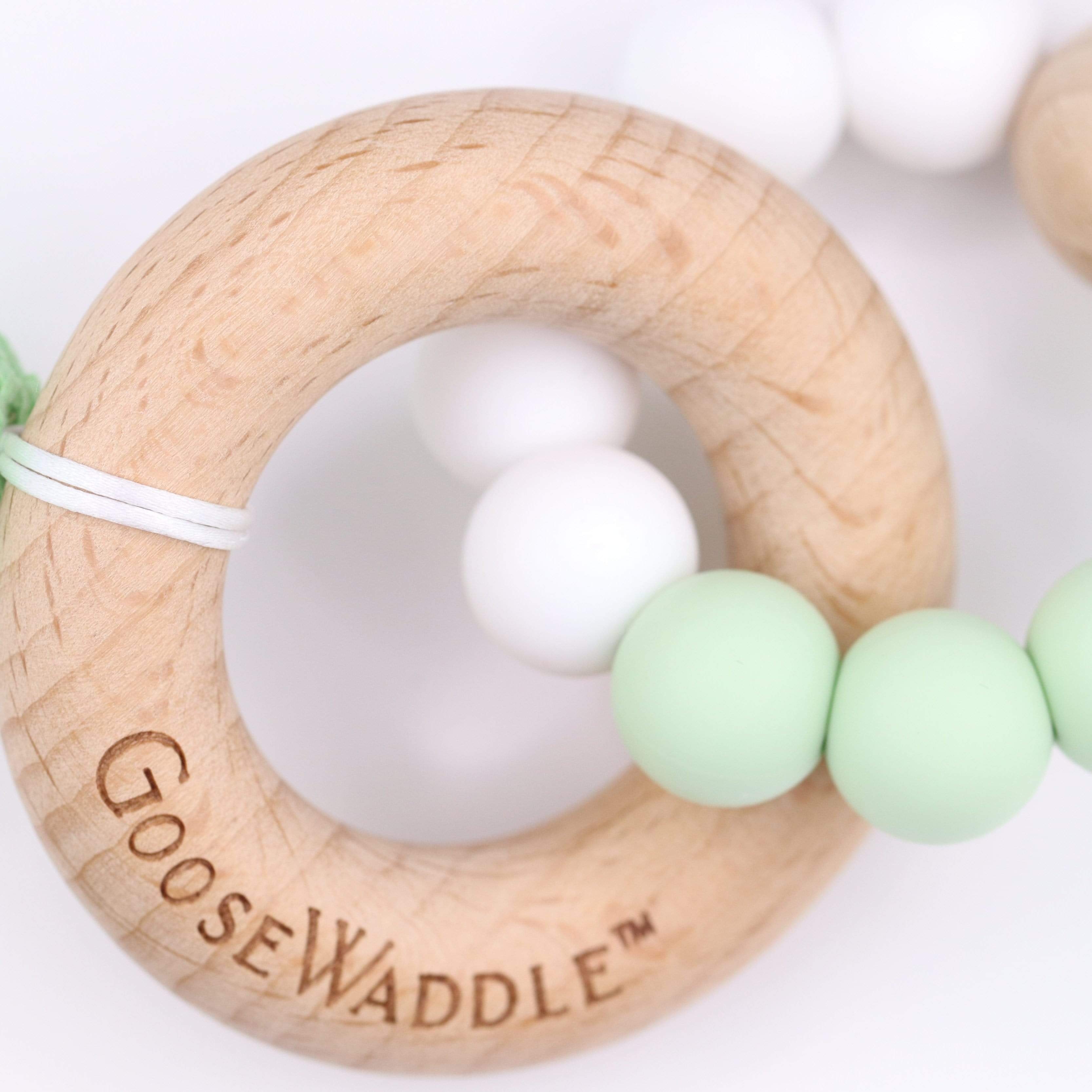 Wooden And Silicone Teether - Mint