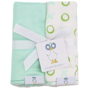 2 Pk Muslin & Terry Cloth Burp Cloth Xo/mint