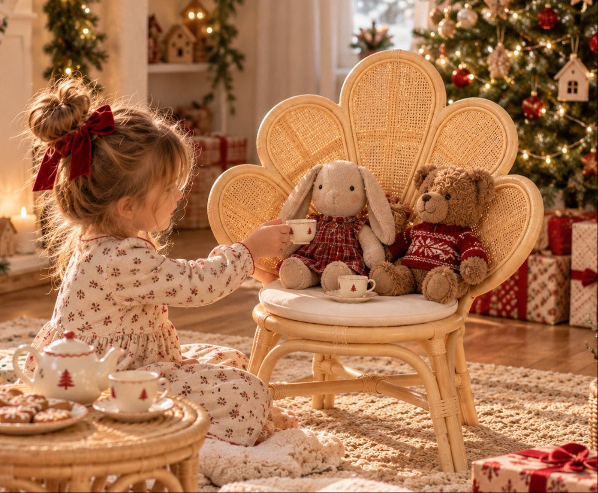 Handmade Rattan Flower Chair For Kids – Blossom Bloom Rattan Chair – Handwoven Flower Chair For Kids And Dolls| Boho Nursery & Playroom Furniture