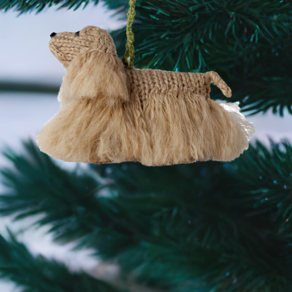 Hand Knit Alpaca Wool Christmas Ornament - Cocker Spaniel Dog