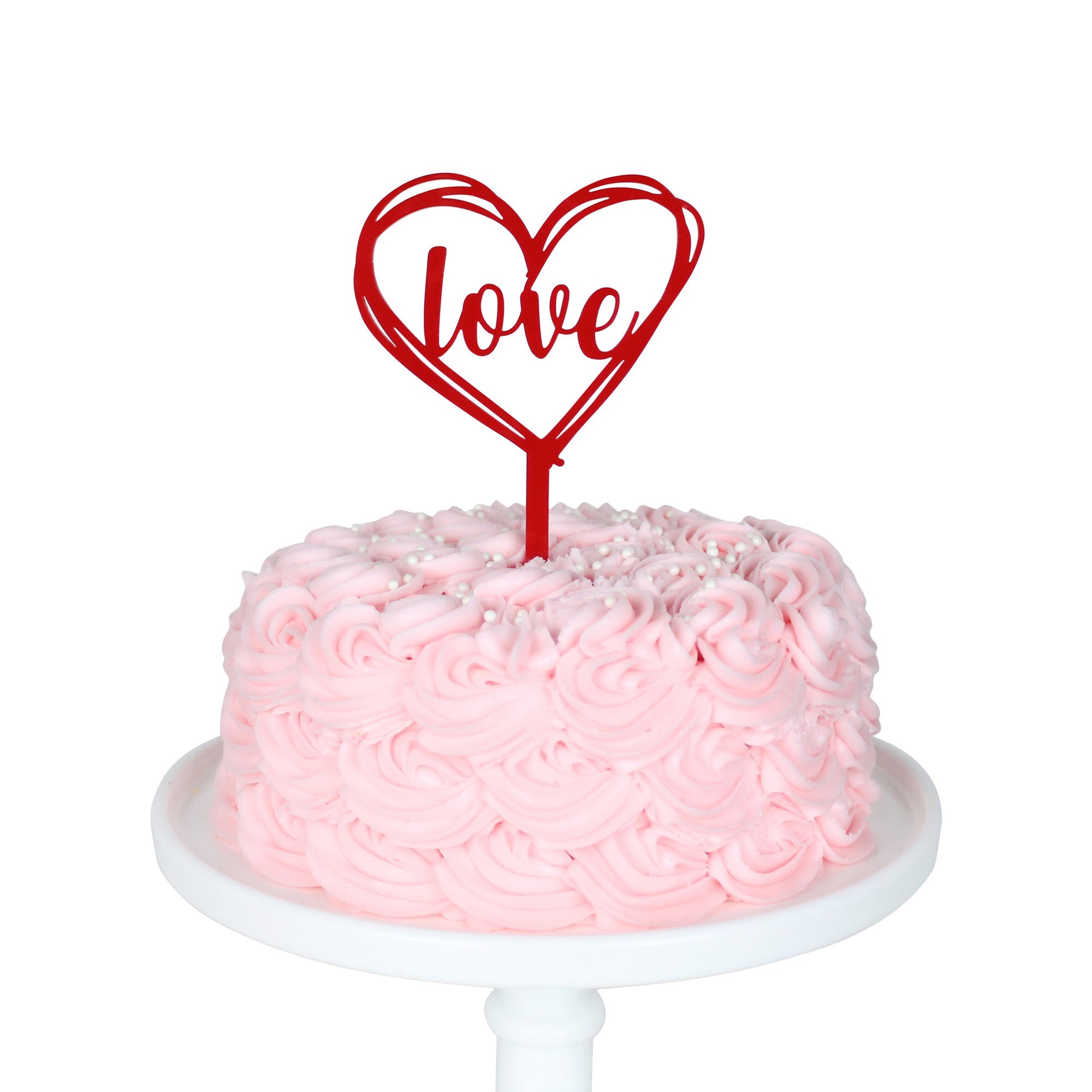 Love - Heart Acrylic Topper In Red