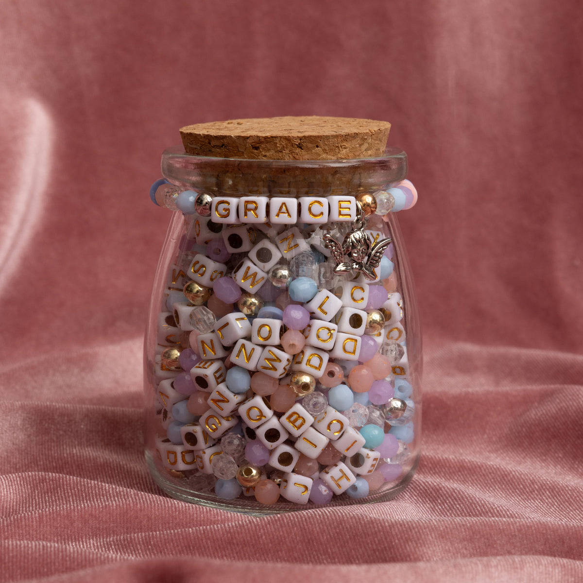Grace Alphabet Bead Bracelet Diy Jar With Cherub Charm