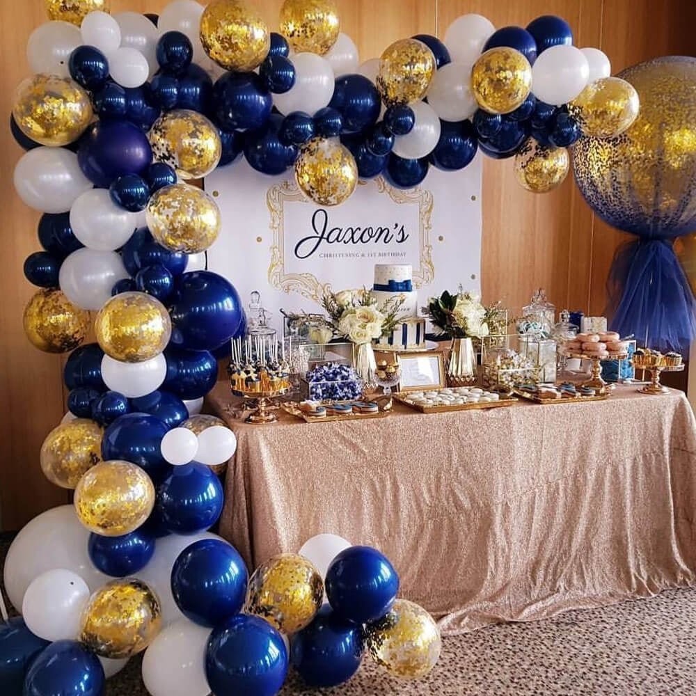 Navy, White & Gold Balloon Garland Kit – Graduation Decor